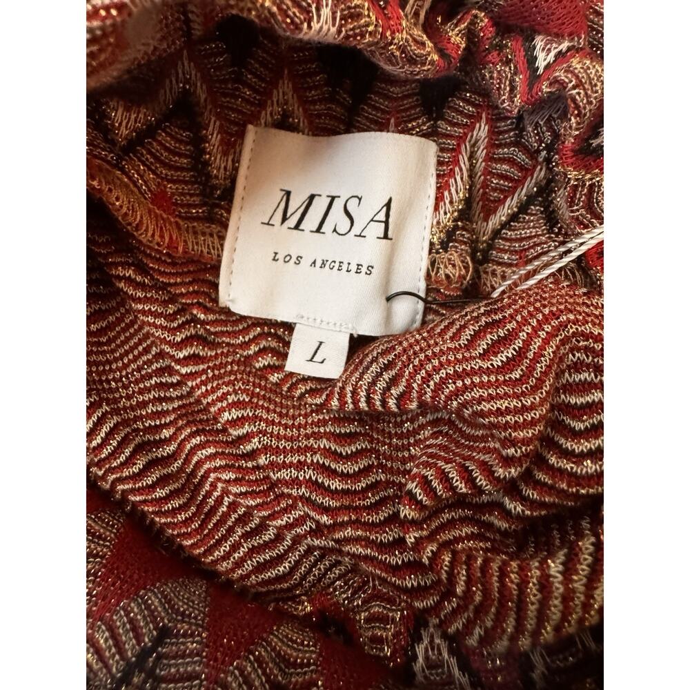 Misa Los Angeles Liv Mock Neck Long Sleeve Dress Winter Chevron Size L - Picture 10 of 10